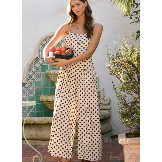 Let’s do coffee polkadot jumpsuit