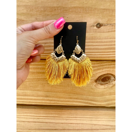 Golden Yellow Fringe Earrings