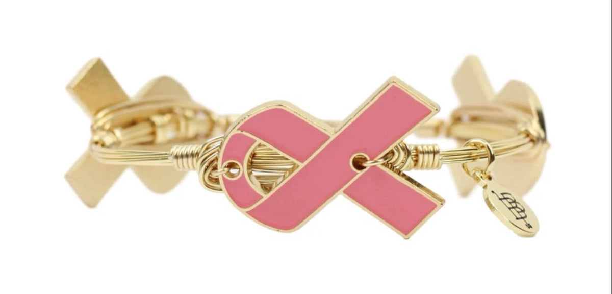 Awareness Ribbon Bangle Bracelet - Breast Cancer