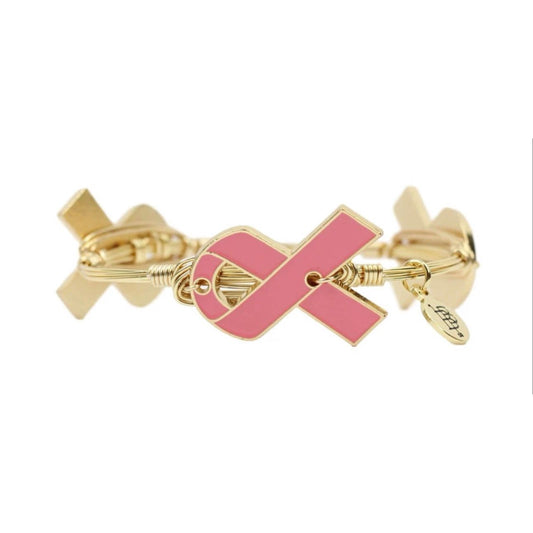 Awareness Ribbon Bangle Bracelet - Breast Cancer