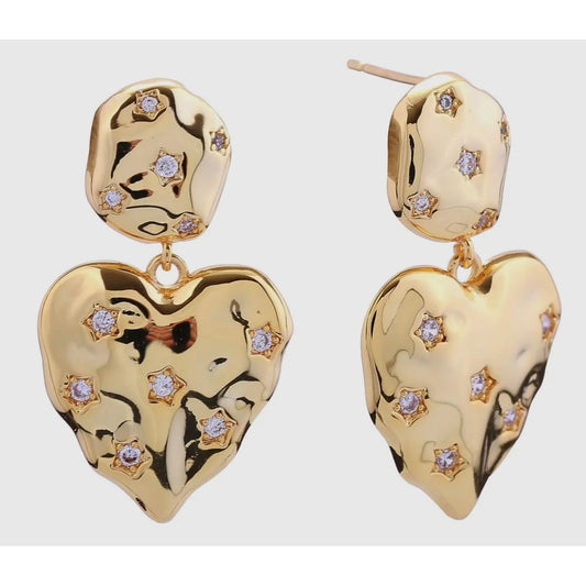 Pavé heart earrings (gold)