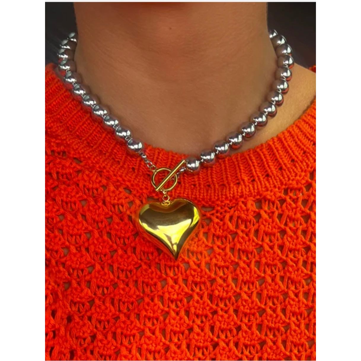 Heart Choker Necklace Non-Tarnish