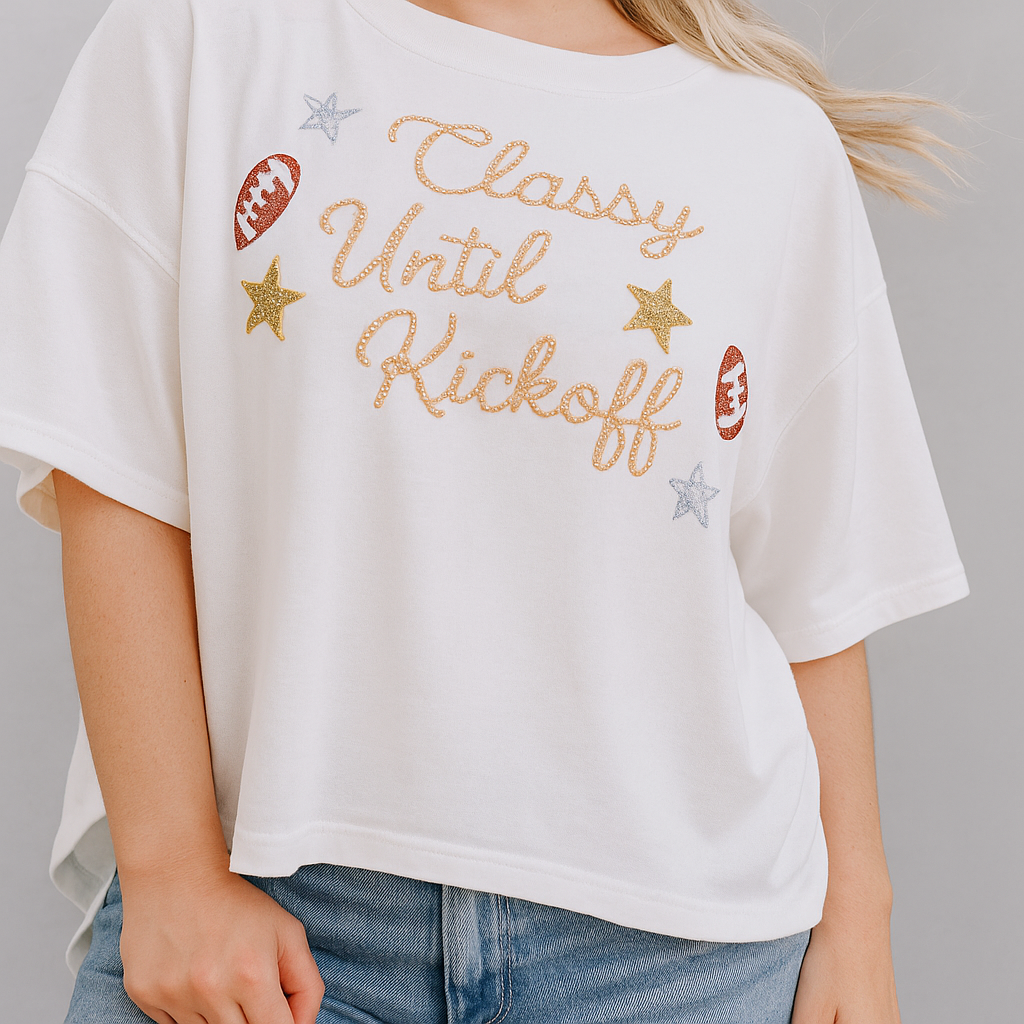 Classy till kickoff tee white (curvy)