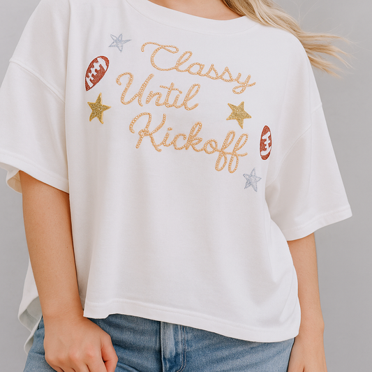 Classy till kickoff tee white (curvy)
