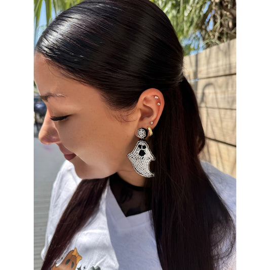 Hand-woven Beads Ghost Halloween Post Earrings