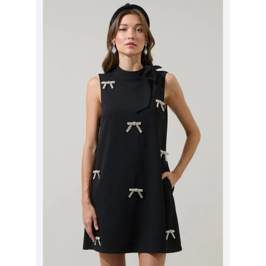 Noir Glam Bow Dress by Sugarlips
