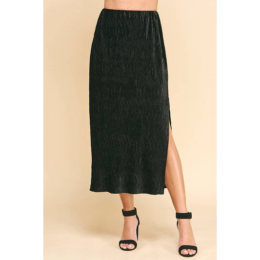 TEXTURED KNIT MIDI SKIRT