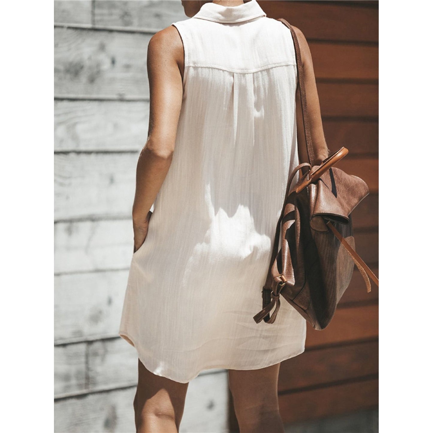 Snap Down Sleeveless Mini Dress