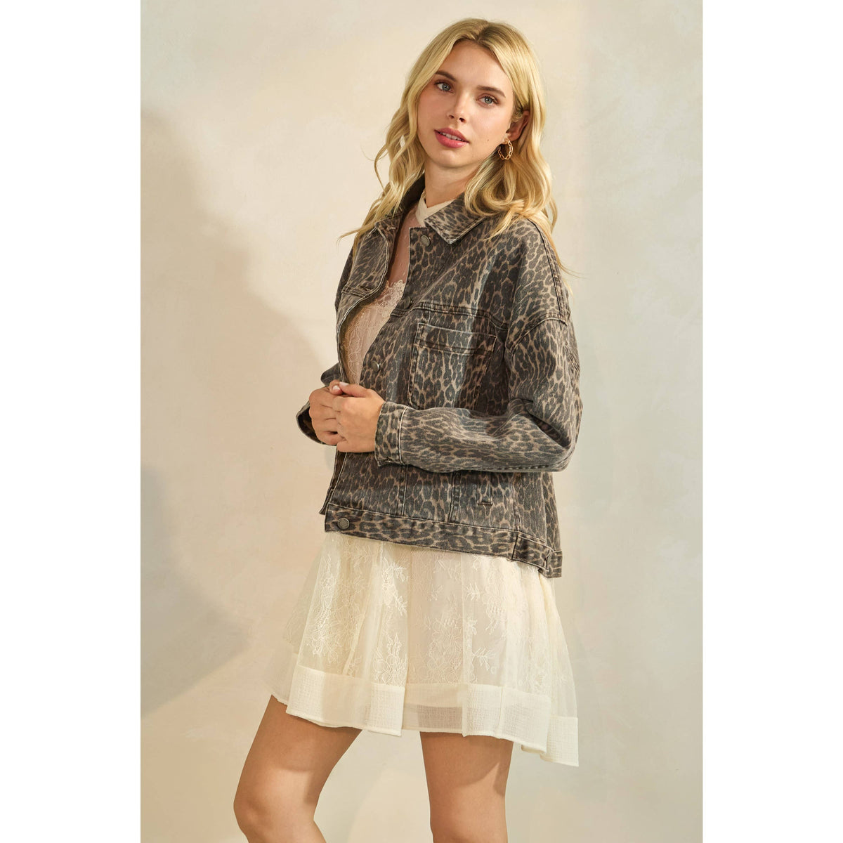 The Sarah Leopard Denim Jacket