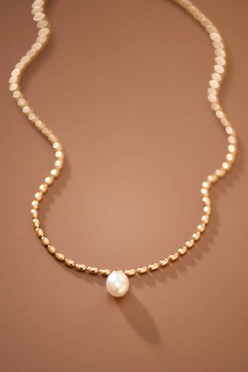 Pearl Necklace 18K Gold Plated Waterproof