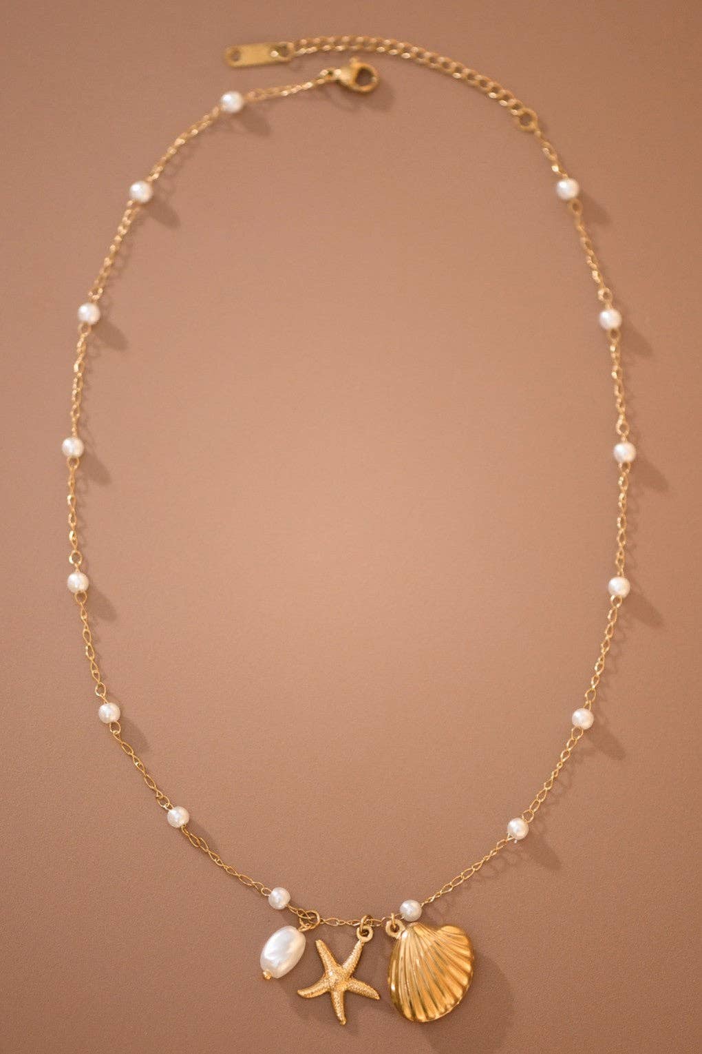 Beach Charm Necklace 18K Gold Plated Waterproof