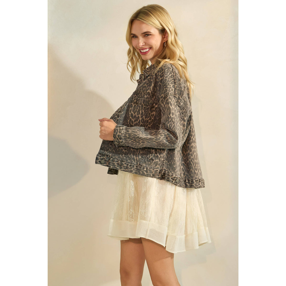 The Sarah Leopard Denim Jacket