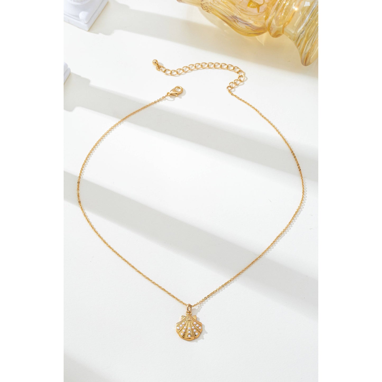 Pearl-Accented Shell Pendant Necklace