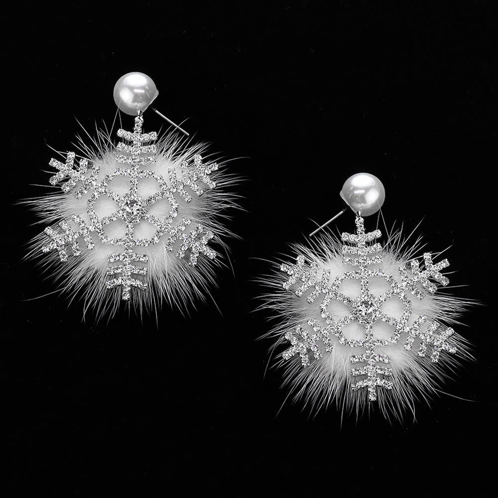 Pearl Pointed Snowflake Earrings