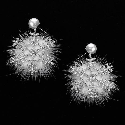 Pearl Pointed Snowflake Earrings