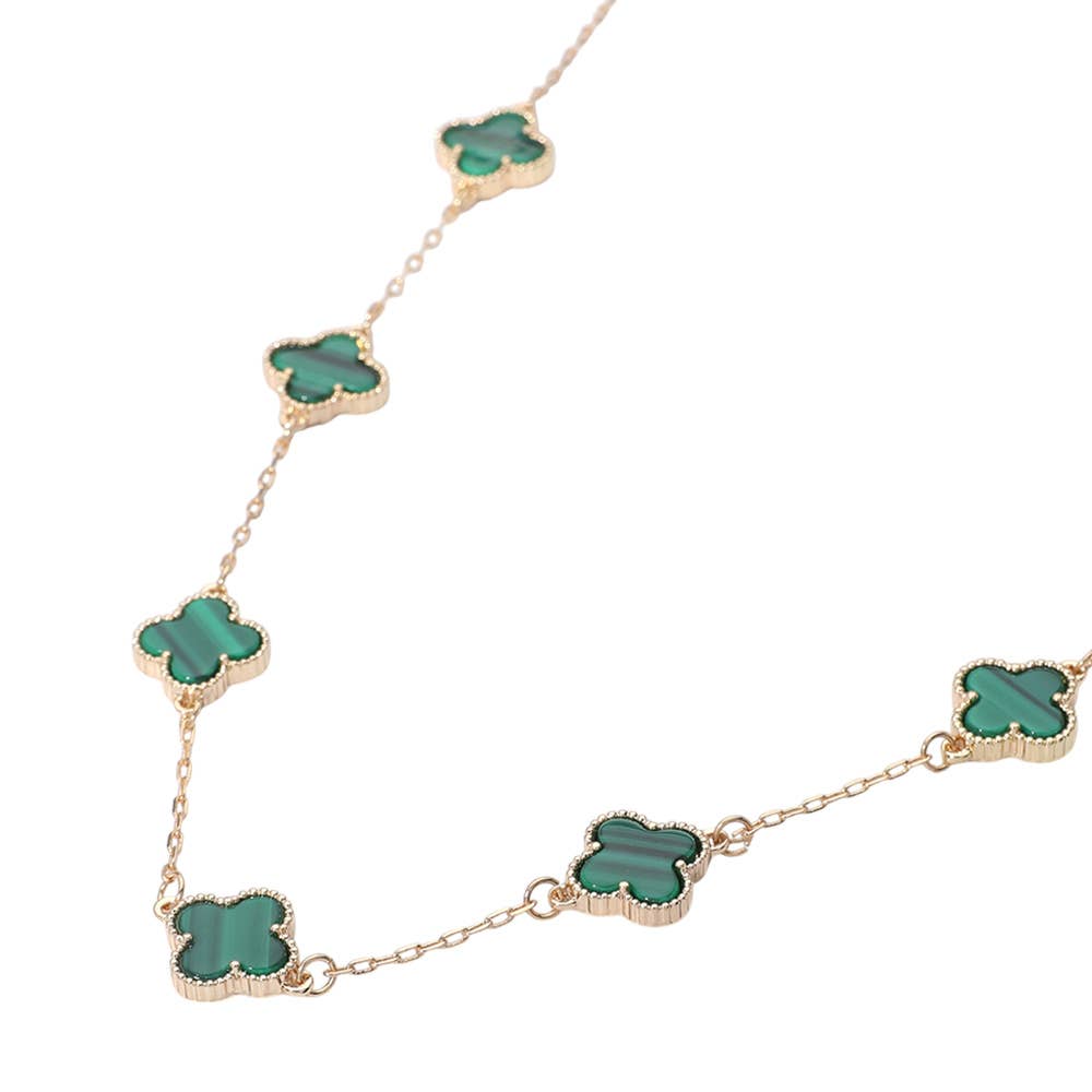 Clover Stone Station Necklace