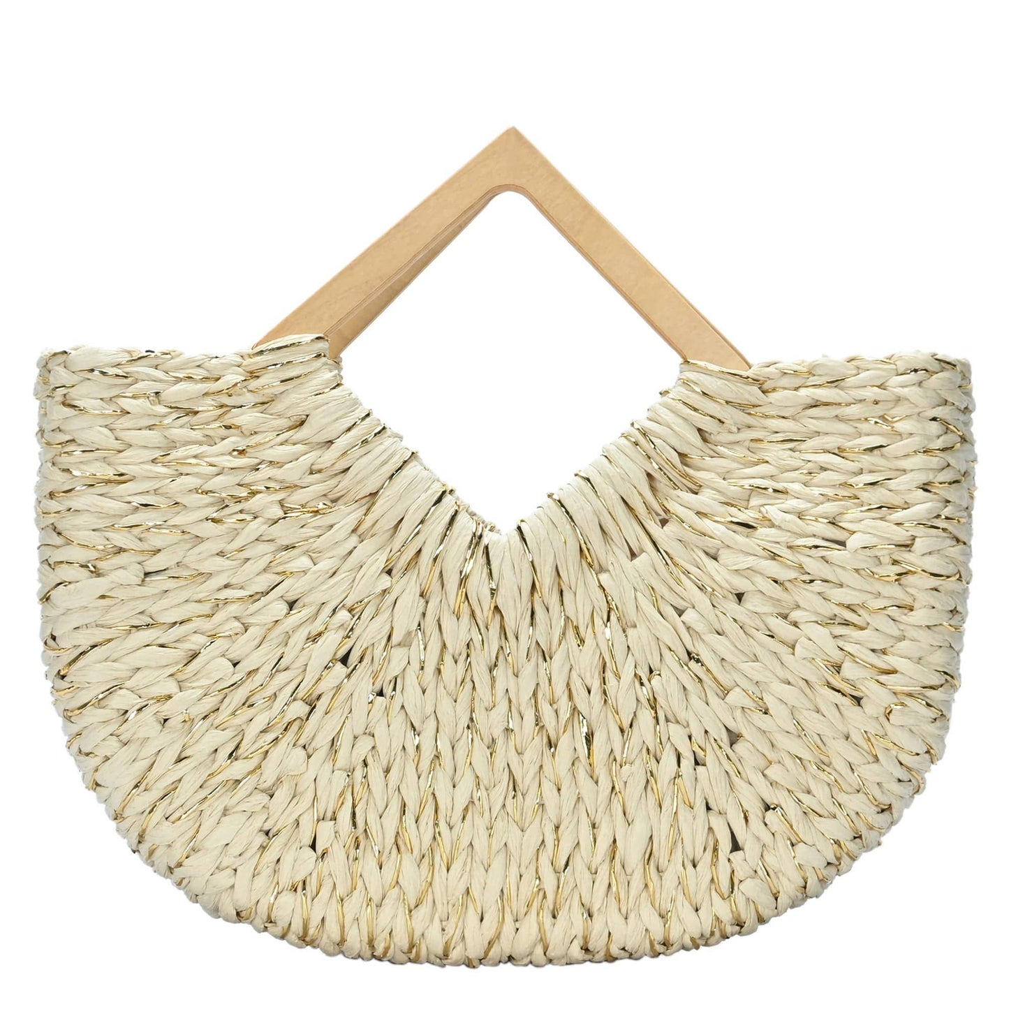 Isabella Wooden Handle Straw Tote Bag