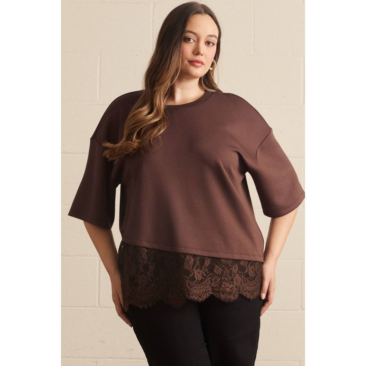 Charmed in Lace Asymmetrical Top – Curvy