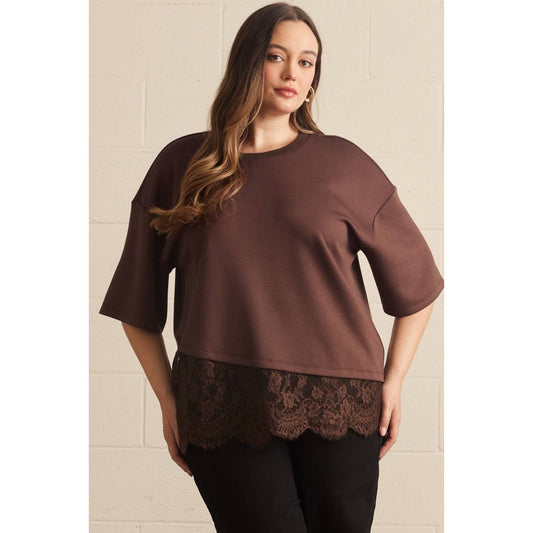 Charmed in Lace Asymmetrical Top – Curvy