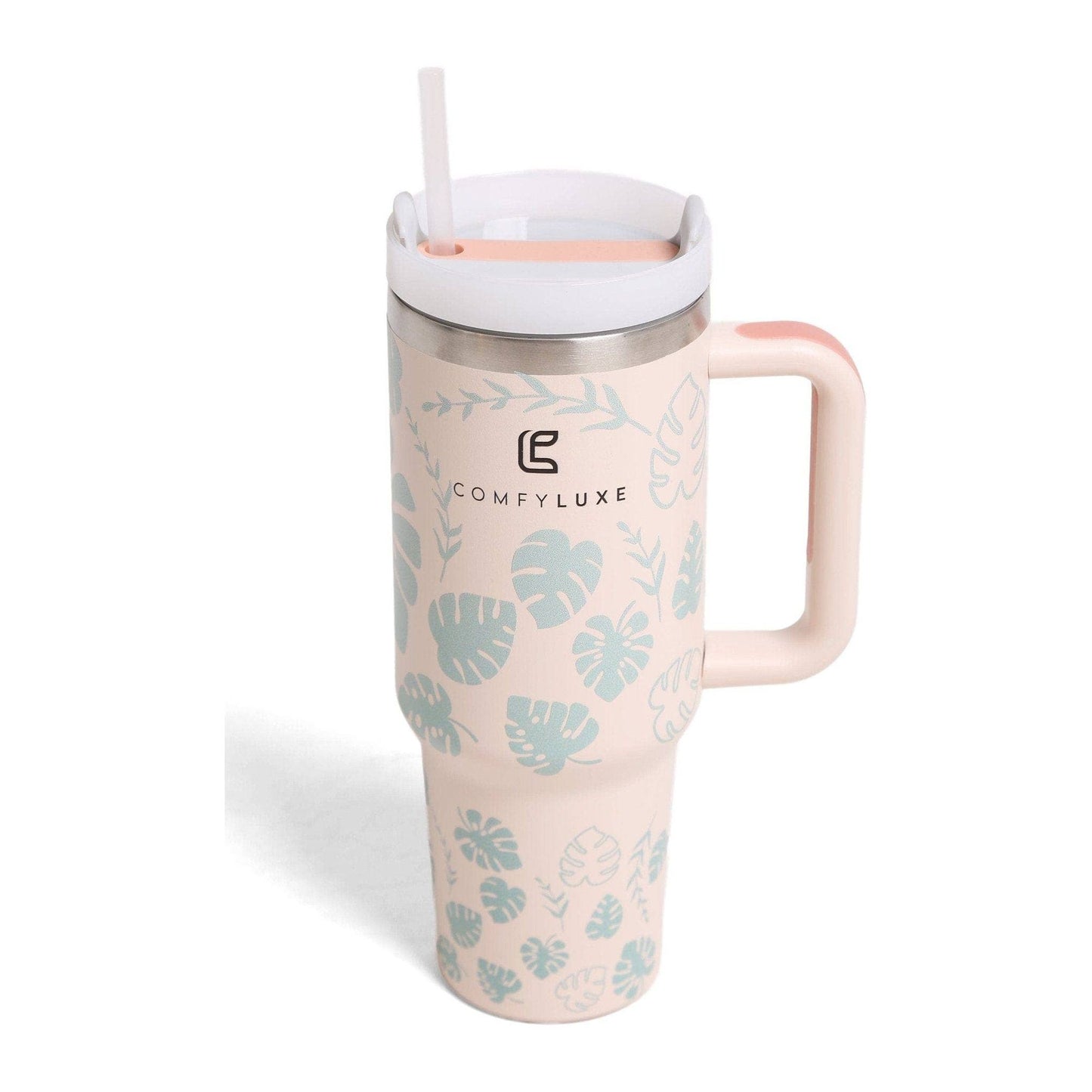 Tropical Leaves 40 Oz Tumbler With Handle