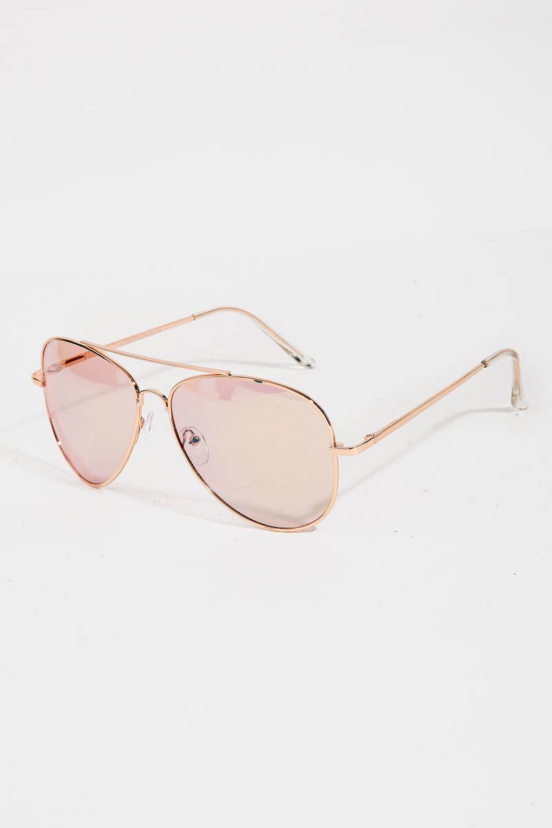 Metallic Trim Bridge Aviator Sunglasses Set