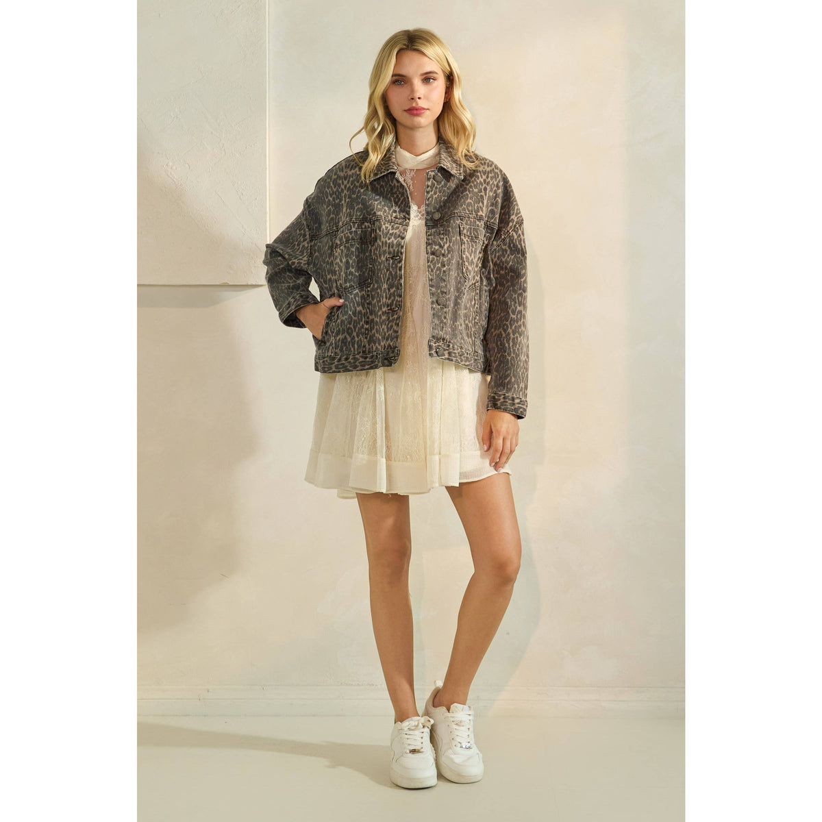 The Sarah Leopard Denim Jacket