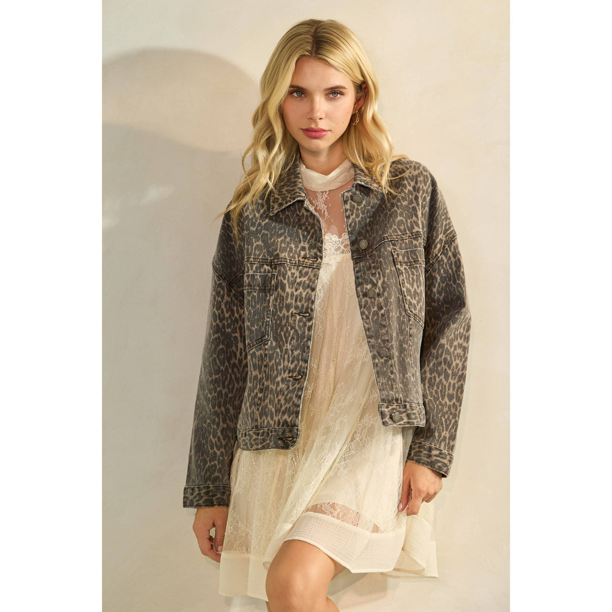 The Sarah Leopard Denim Jacket