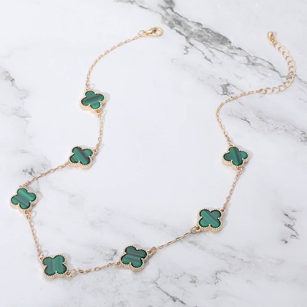 Clover Stone Station Necklace