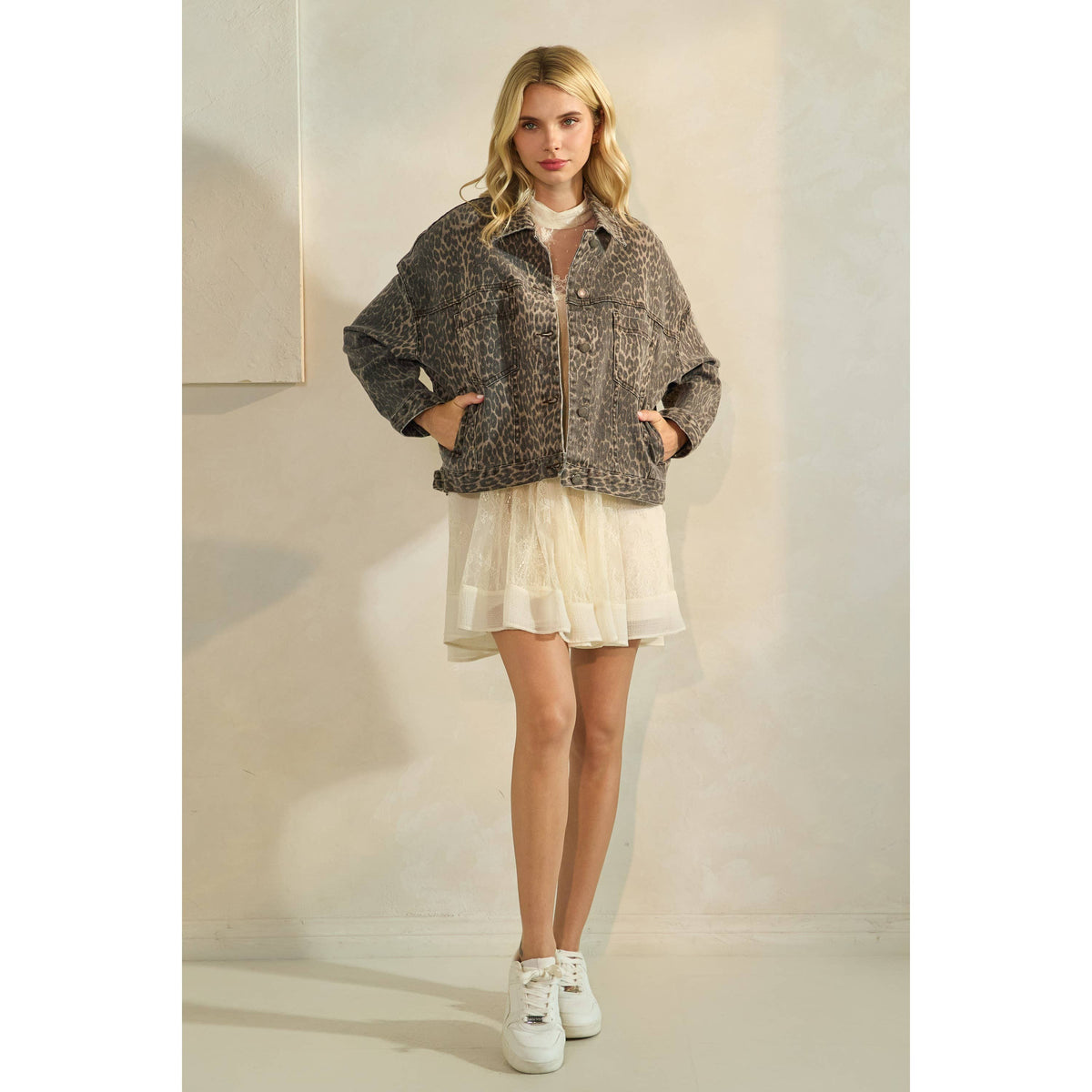 The Sarah Leopard Denim Jacket