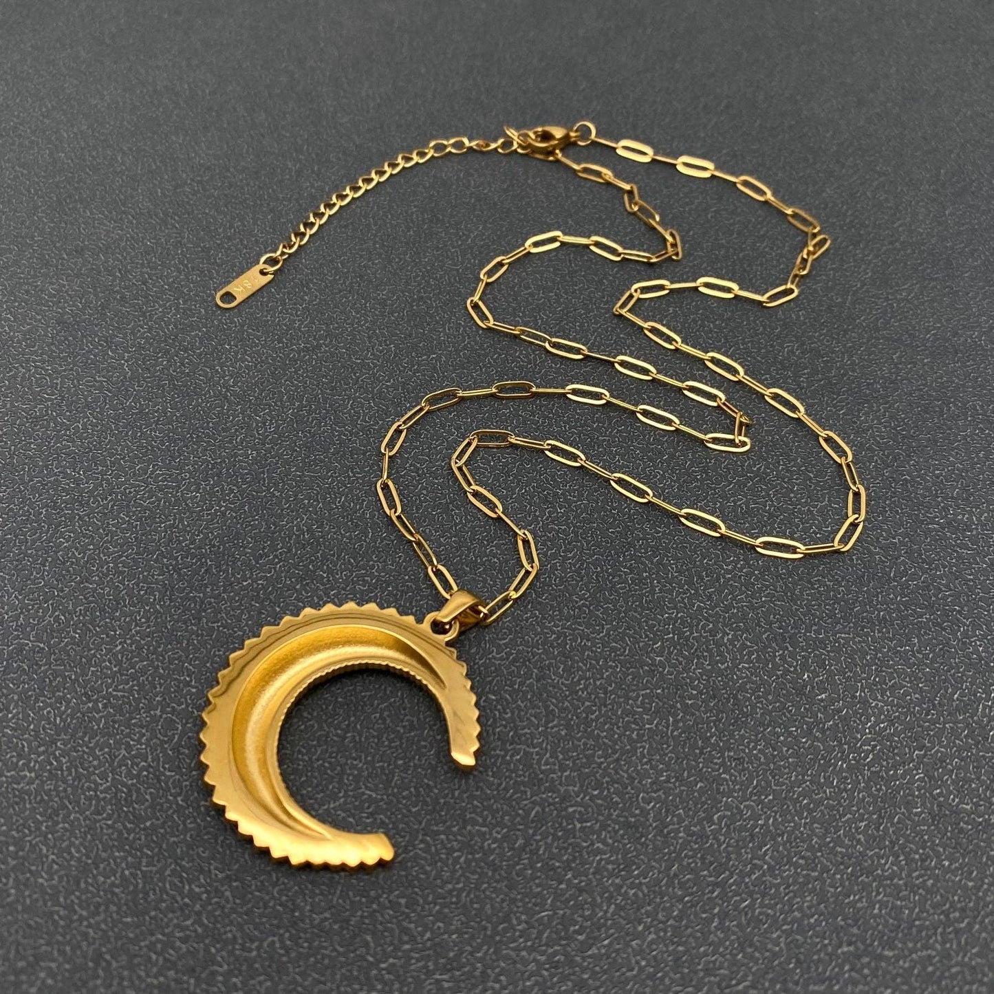 Crescent Moon 18K Golden SS Necklace