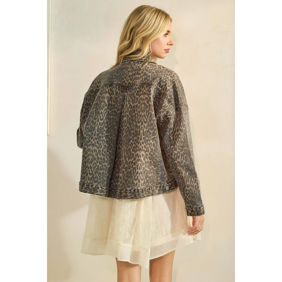 The Sarah Leopard Denim Jacket