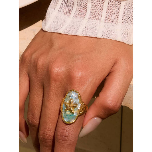 Keshet 18K Gold Non-Tarnish Starfish Ring