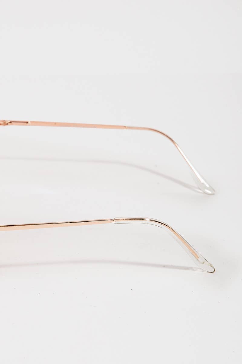 Metallic Trim Bridge Aviator Sunglasses Set
