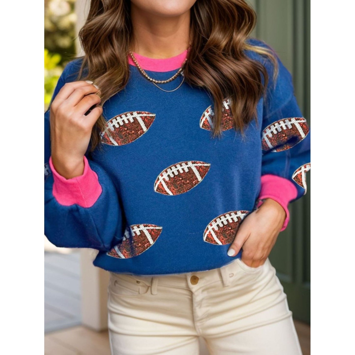 Contrast Football Long Sleeve Sweatshirt