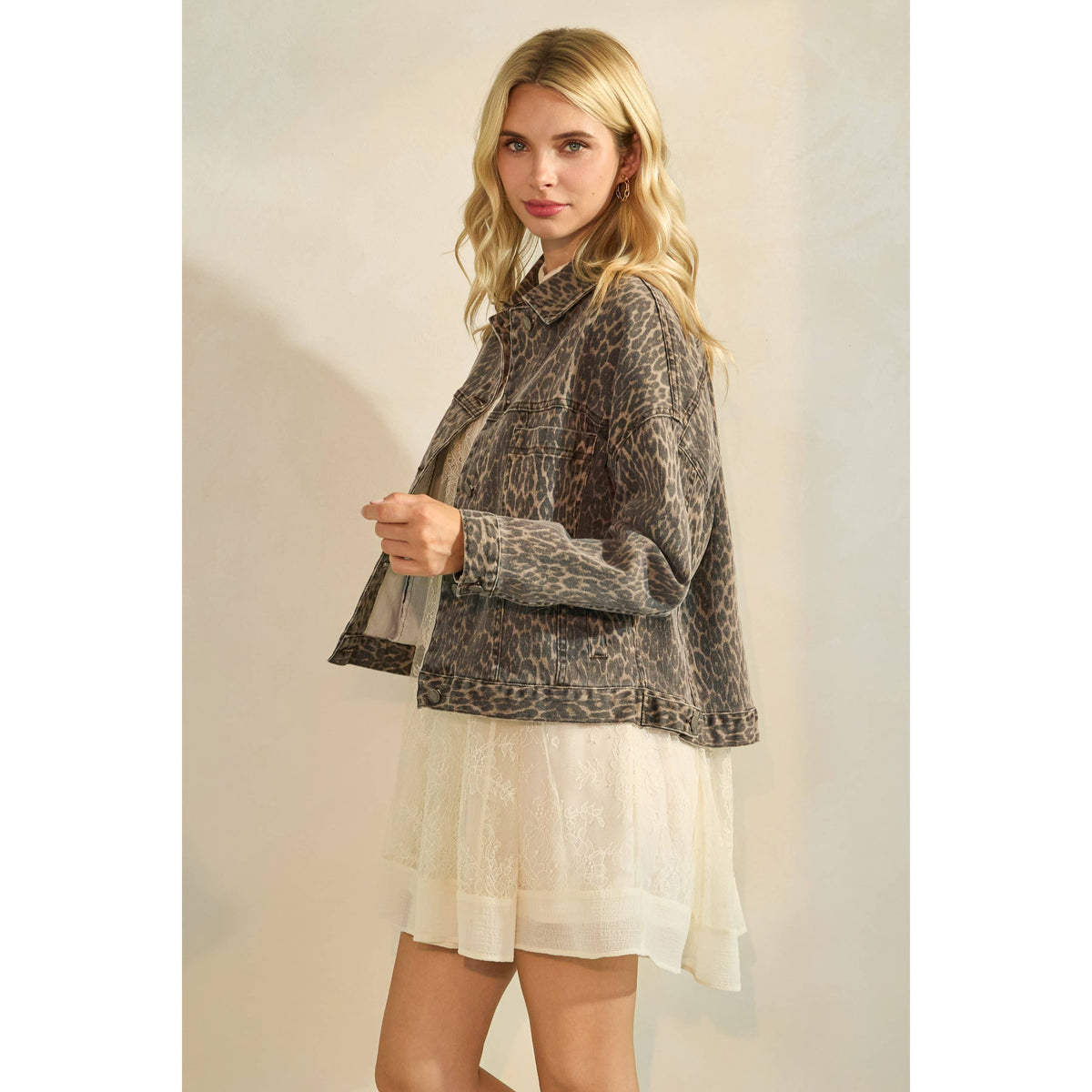 The Sarah Leopard Denim Jacket