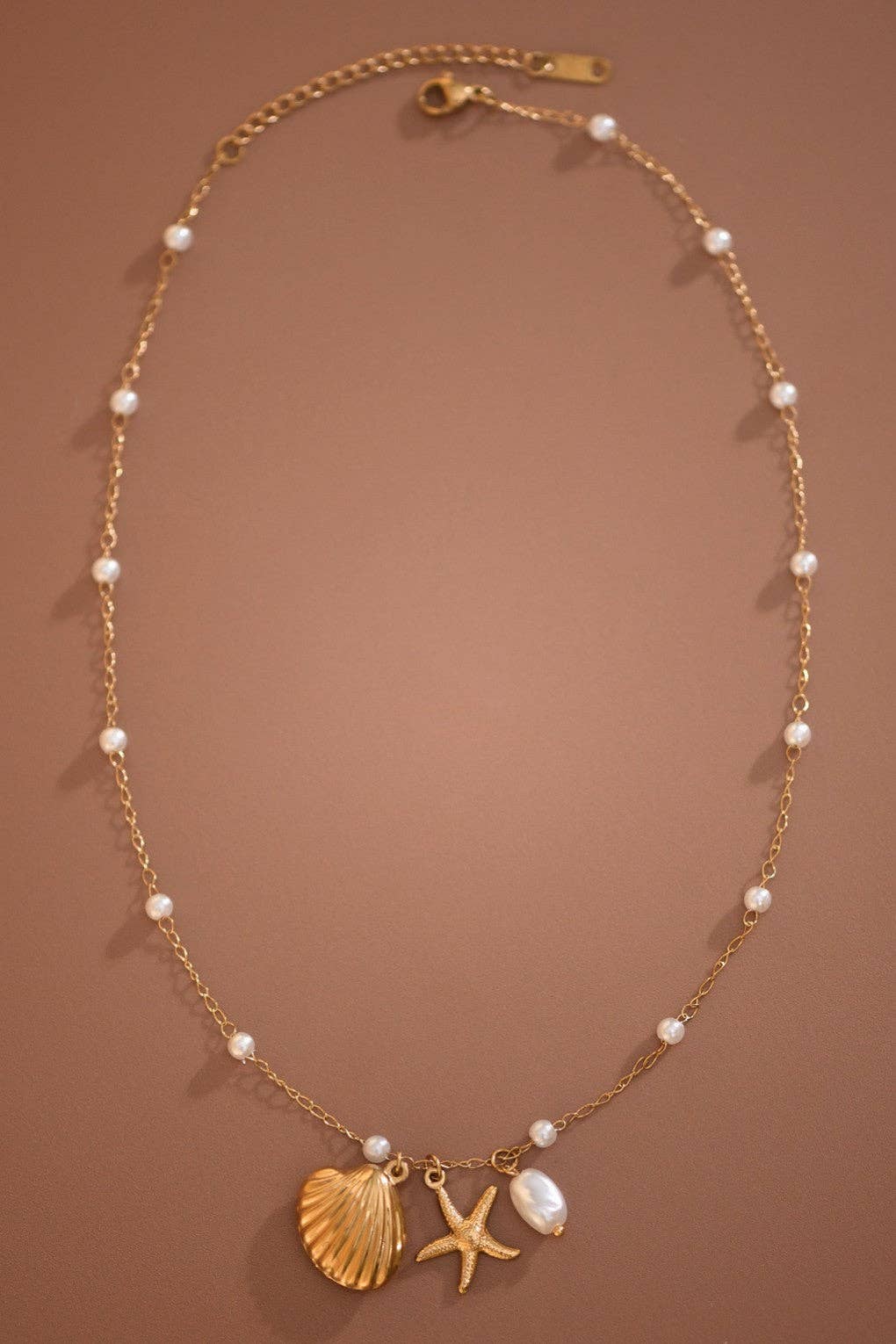 Beach Charm Necklace 18K Gold Plated Waterproof