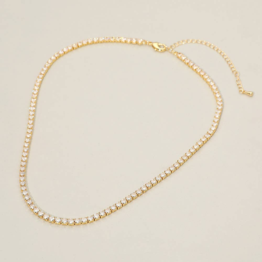 Tennis Necklace 18kt gold pkated