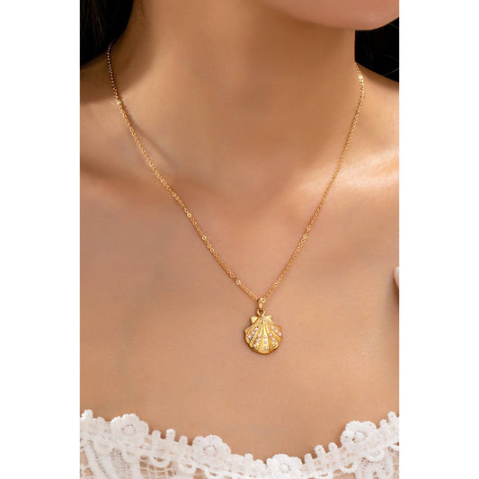 Pearl-Accented Shell Pendant Necklace