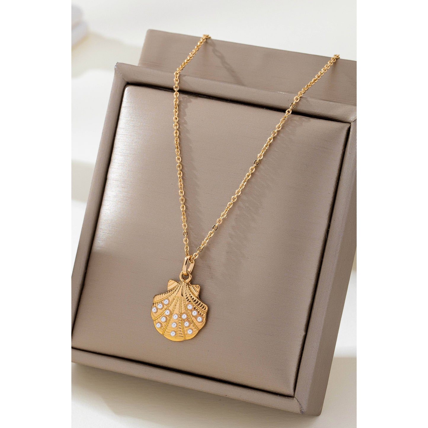 Pearl-Accented Shell Pendant Necklace