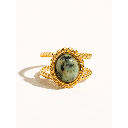 Mica 18K Gold Non-Tarnish Stone Adjustable Ring