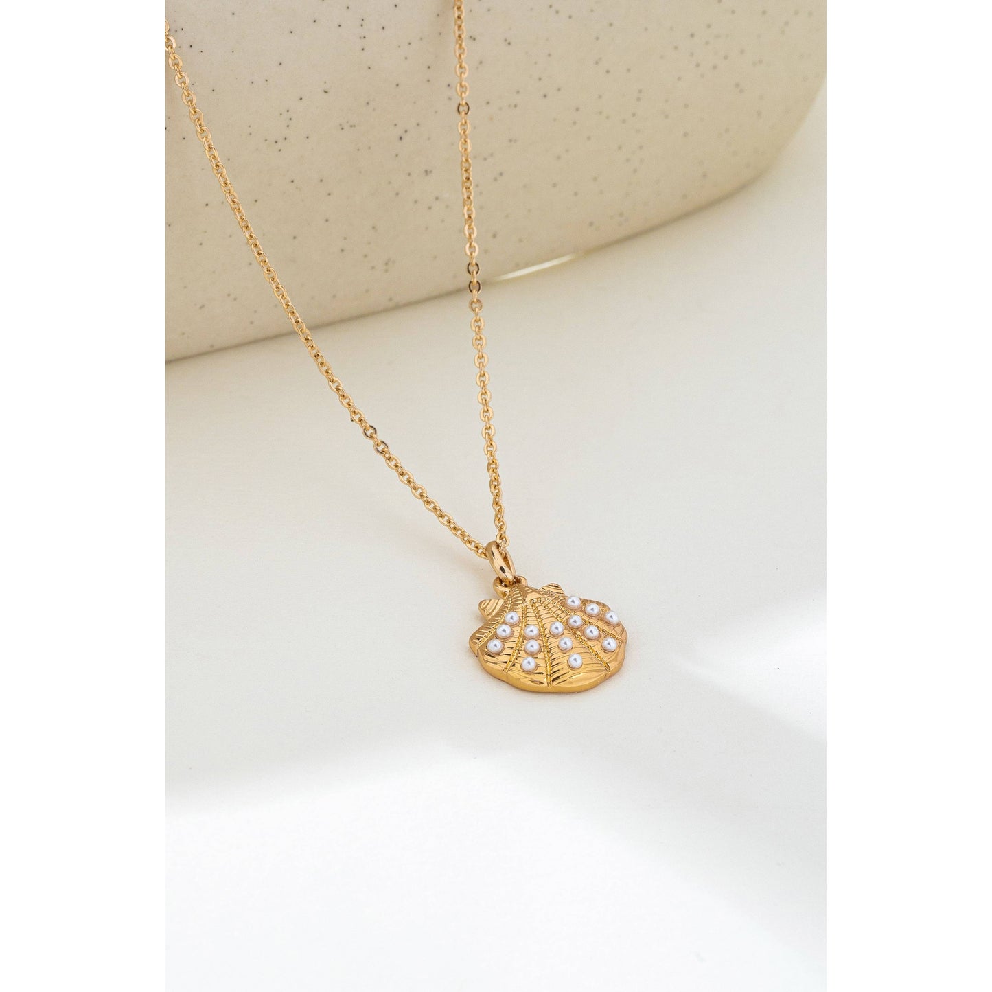 Pearl-Accented Shell Pendant Necklace