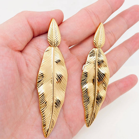 18K Gold Plated Feather earrings