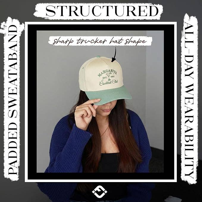 Vintage Snapback Hat - Margarita Cocktail Club - Sage