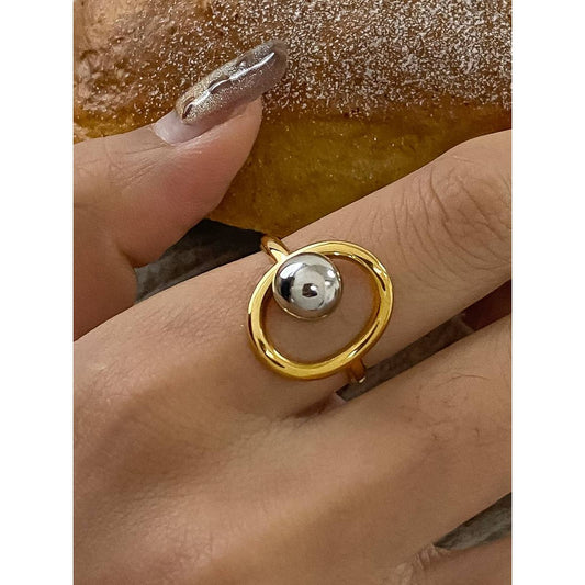 Sibylle 18K Gold Non-Tarnish Two Tone Round Ring
