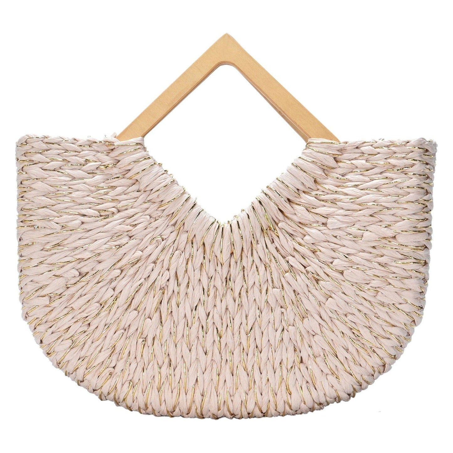 Isabella Wooden Handle Straw Tote Bag