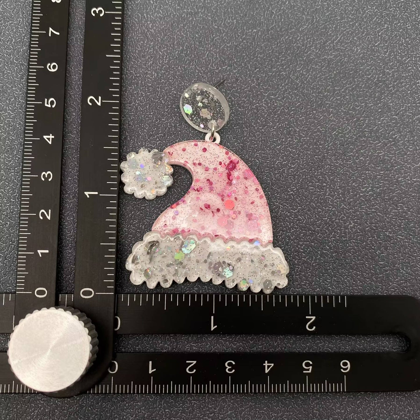 Sparkling Pink Christmas Hat Dangle Earrings