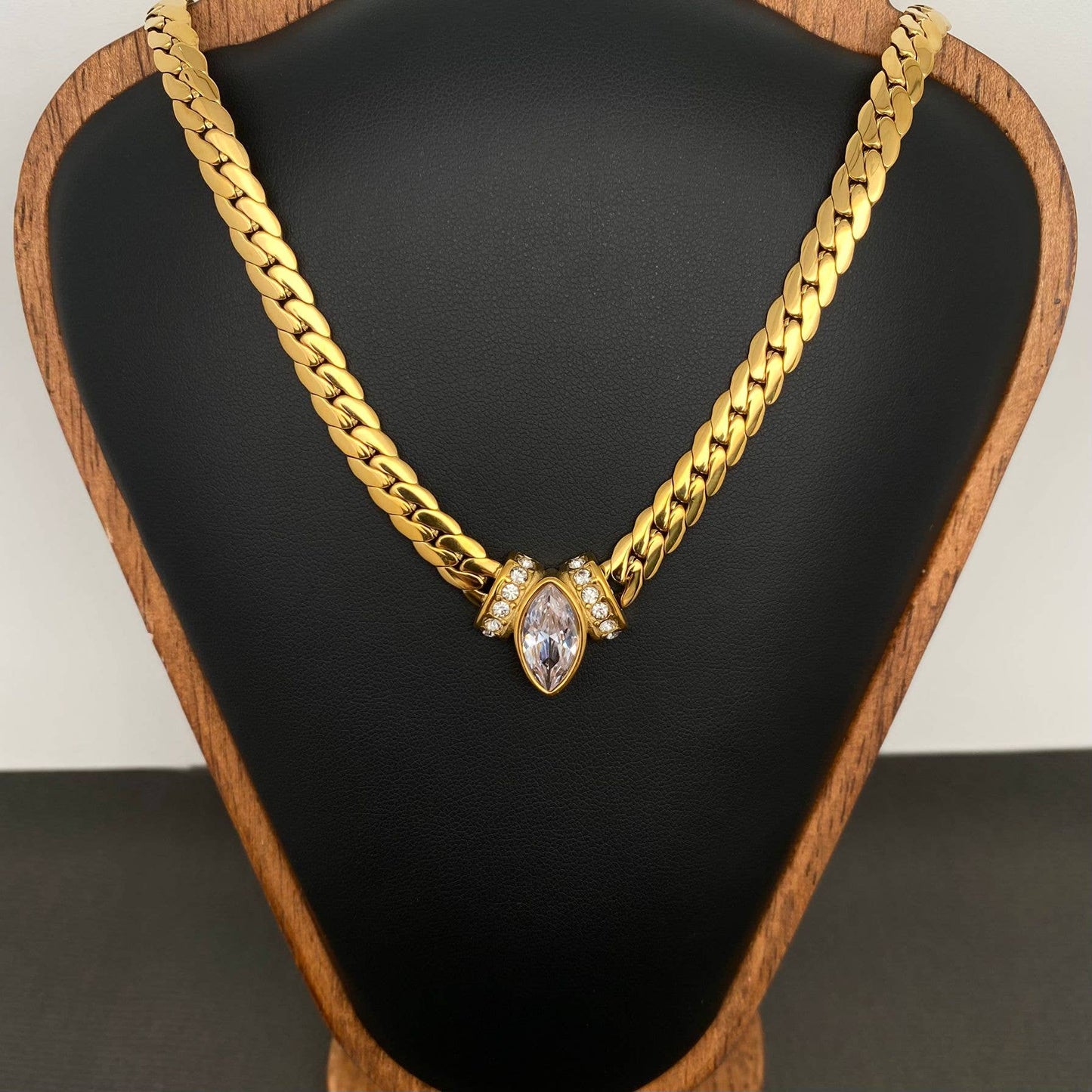 Marquise Zircon 18K Gold-Plated Chain Necklace