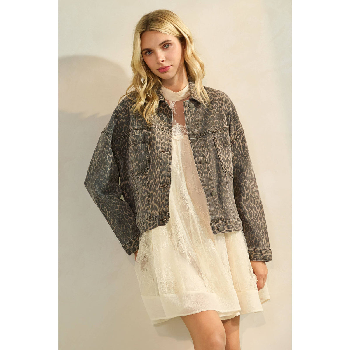 The Sarah Leopard Denim Jacket