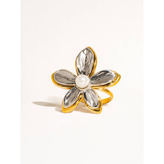 Killian 18K Gold Non-Tarnish Pearl Flower Ring