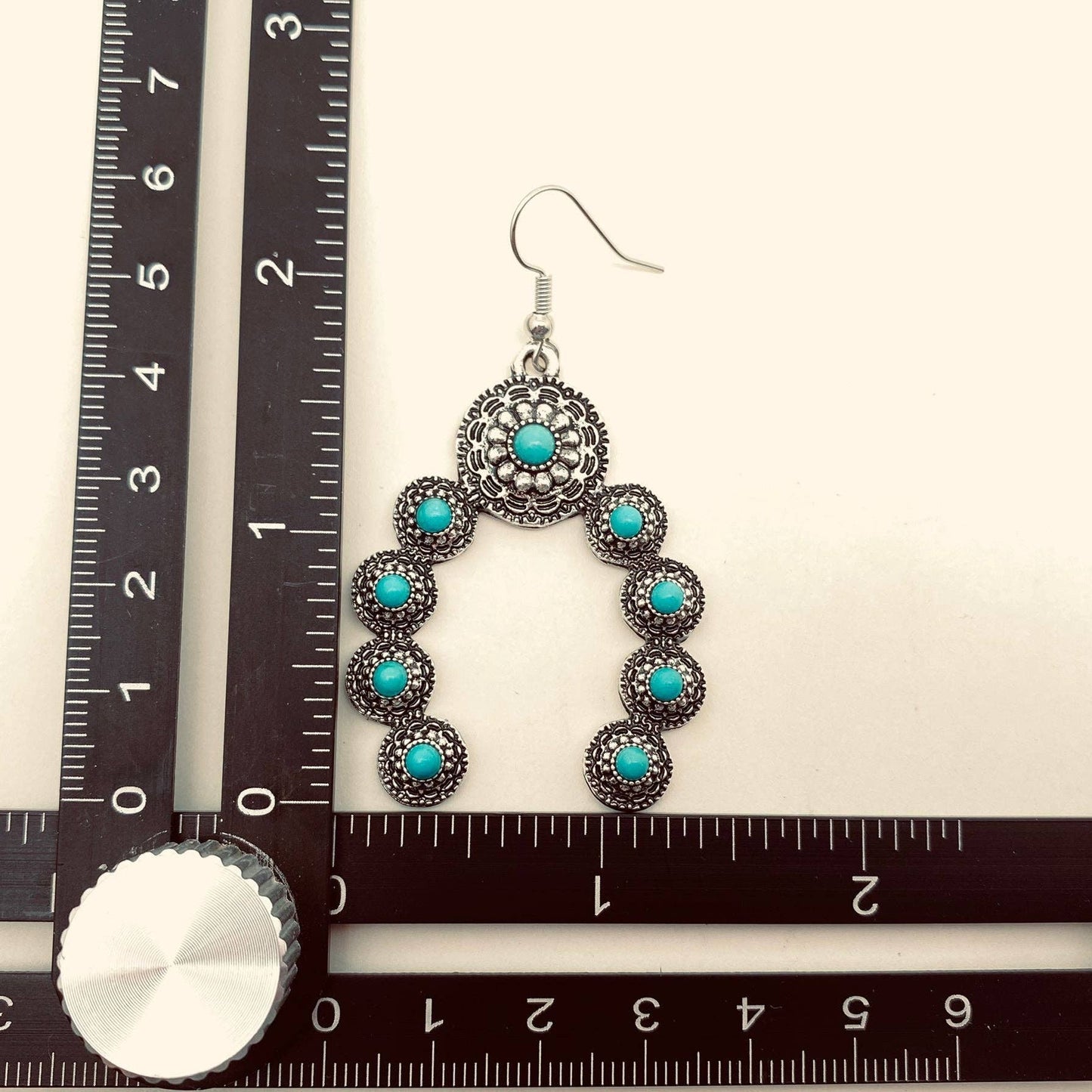 Turquoise Horseshoe Shape Charm Dangle Earrings - WJ